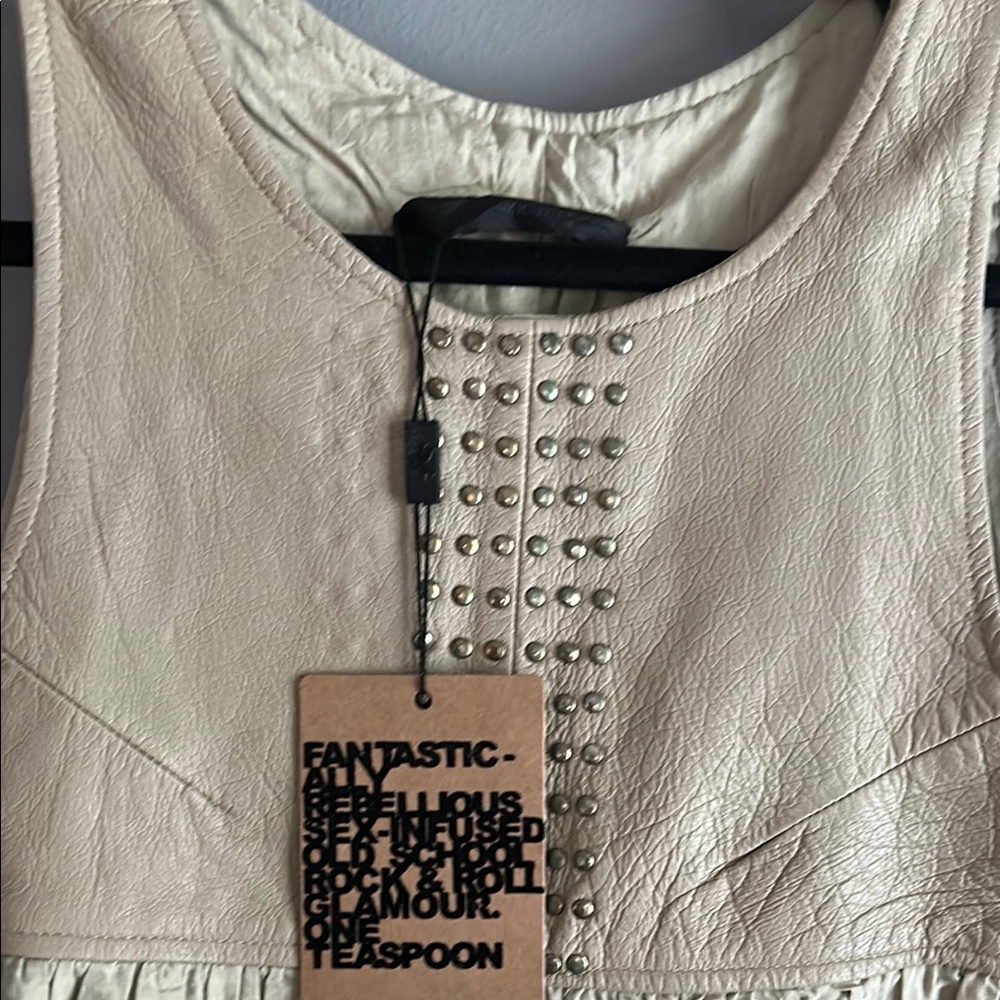One Teaspoon Cream Studded Leather Top Dress - Picture 2 of 4